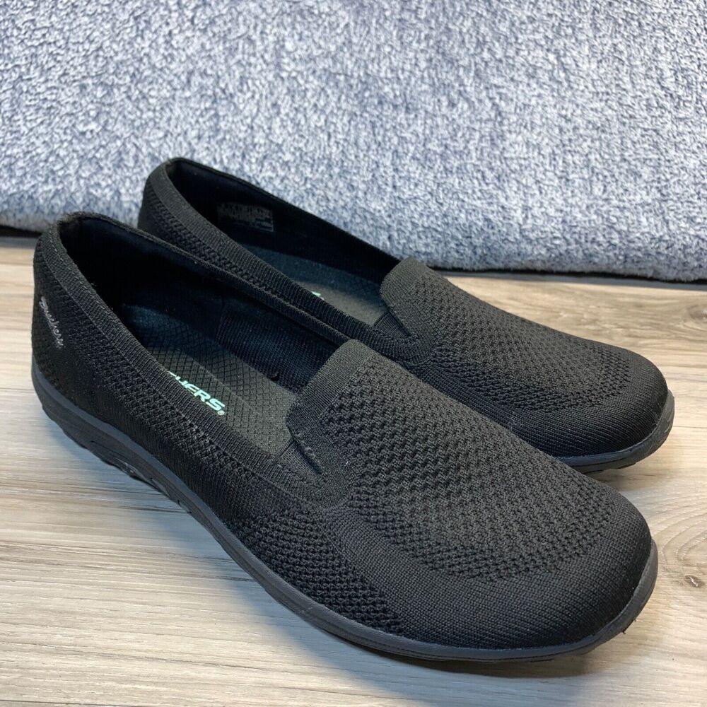 Women’s Skechers 49679 Black Reggae Fest Enjoy Casual Flats Size 9